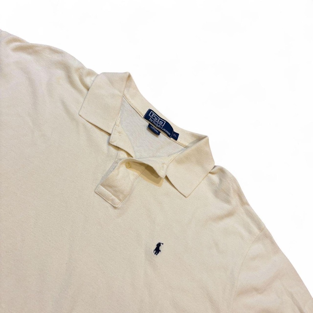 Polo Ralph Lauren Mens XL Cream White Short Sleeve Pony Logo Polo Shirt